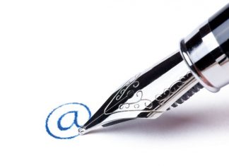 writing message with pen : at