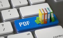 pdf key on the keyboard, 3d rendering,conceptual image