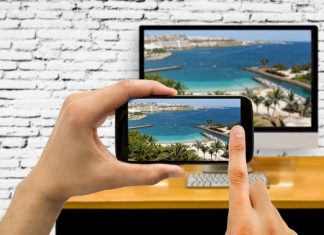 smartphone connected to a computer